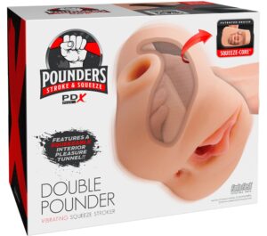 PDX Plus Double Pounder Masturbator Vibrant cu Două Tuneluri