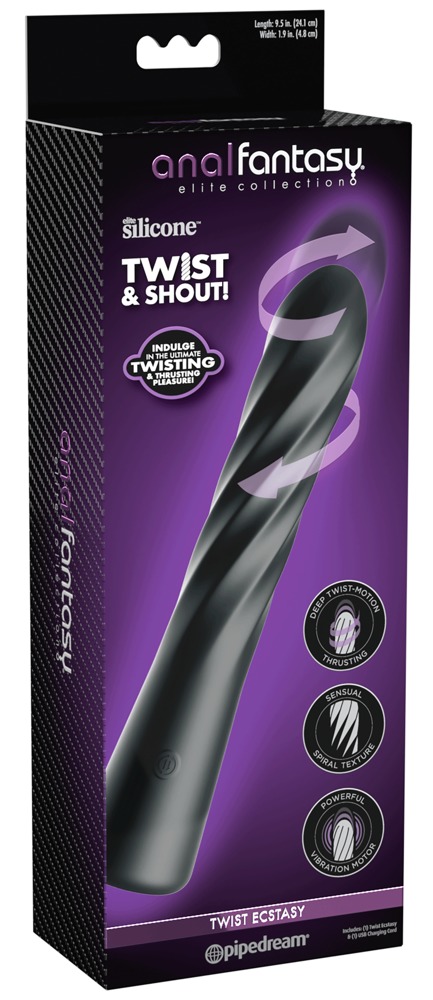Anal Fantasy Elite Twist Ecstasy Negru Vibrator anal rotativ cu funcție thrust și 10 moduri de vibrații
