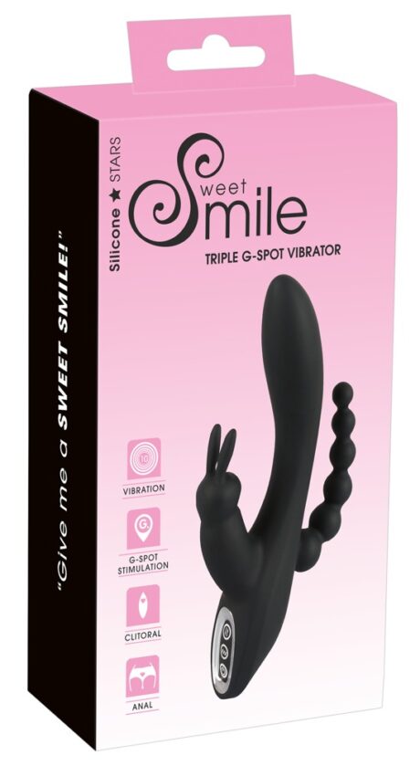 Vibrator Smile Triple G-Spot cu Stimulare Vaginală, Clitoridiană și Anală