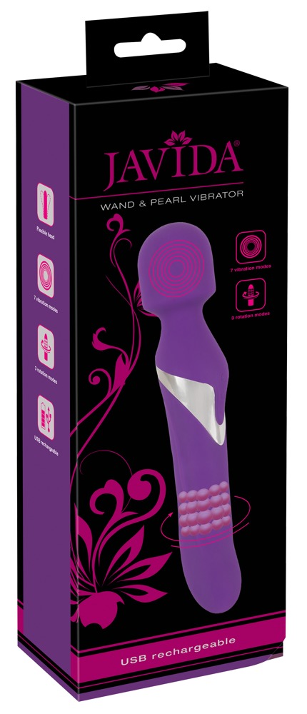 Vibrator Javida Wand & Pearl cu Masaj și Perle Rotative