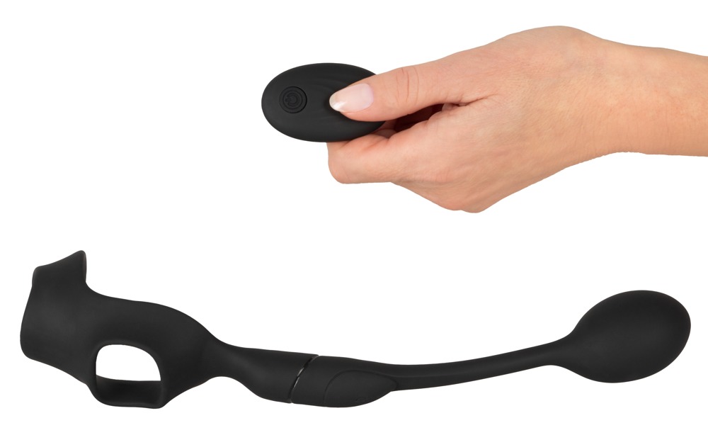 REBEL Inel pentru Penis și Testicule cu Dop Anal Vibrator și Telecomandă - imagine 4
