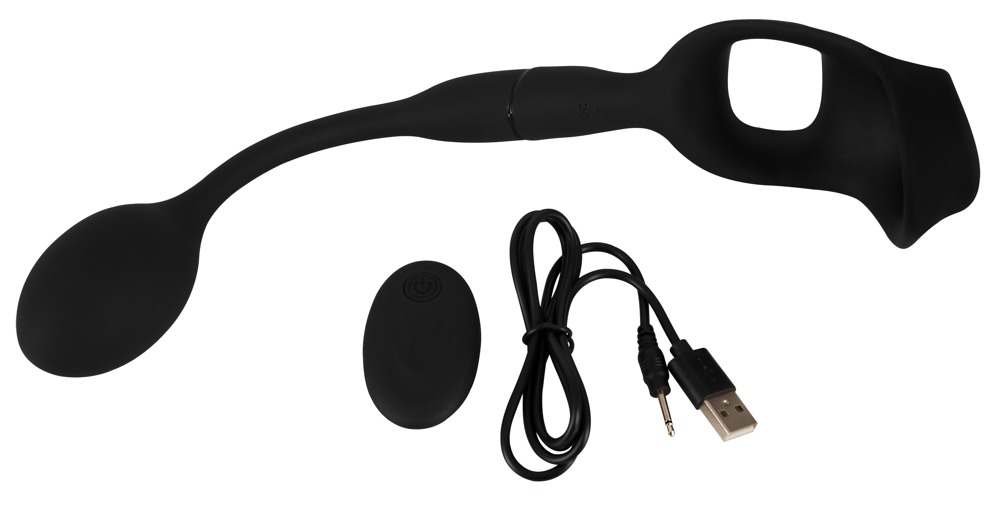 REBEL Inel pentru Penis și Testicule cu Dop Anal Vibrator și Telecomandă - imagine 7