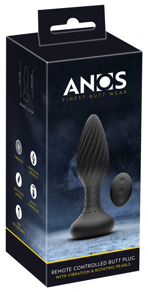 ANOS Rotating Beads Dop Anal Texturat cu Rotație Vibrații și Telecomandă