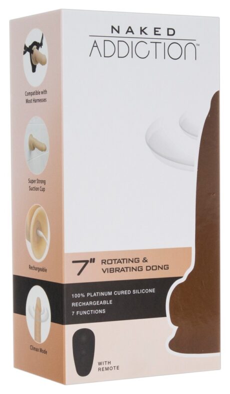 Naked Addiction 7 Rotating & Vibrating Dong Vibrator Realist cu Rotație și Telecomandă, Roșu
