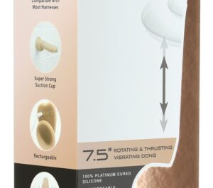 Naked Addiction 7.5 Roșu Vibrator realist rotativ cu vibrații mișcare thrust și telecomandă