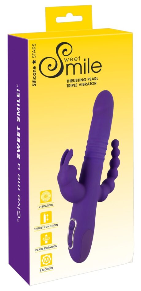 Vibrator Sweet Smile Triple Thrusting cu Stimulare Triplă