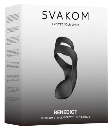 SVAKOM Benedict Inel vibrant pentru penis și testicule cu stimulator perineal