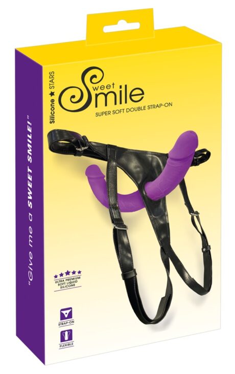 Strap-On Sweet Smile Super Soft cu Dildo Dublu Detașabil