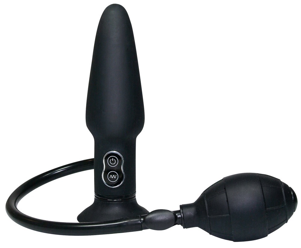 True Negru Dop Anal Vibrant Gonflabil cu 7 Trepte - imagine 2