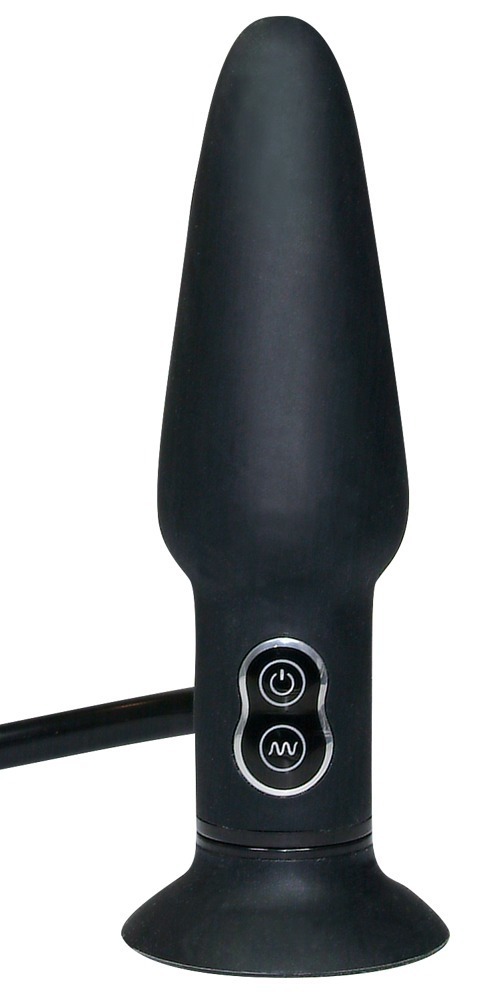 True Negru Dop Anal Vibrant Gonflabil cu 7 Trepte - imagine 3