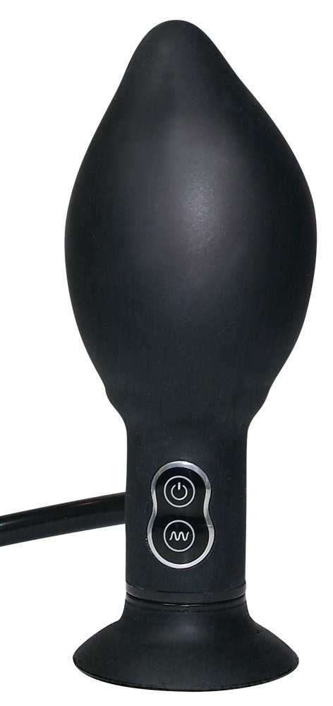 True Negru Dop Anal Vibrant Gonflabil cu 7 Trepte - imagine 4