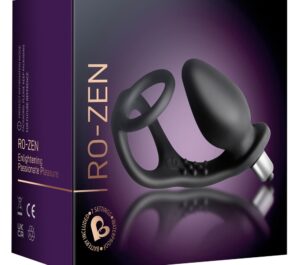 Rocks Off RO-ZEN Negru Inel pentru Penis și Testicule cu Dop Anal Vibrator