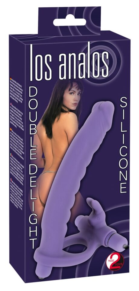 Set Strap-On Los Analos Double Delight cu Vibrații și Stimulator Clitoridian