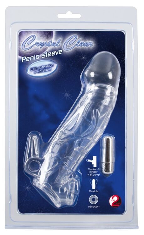 Chrystal Manșon pentru Penis cu Extensie și Mini Vibrator, Nuanța Pielii, 23 cm