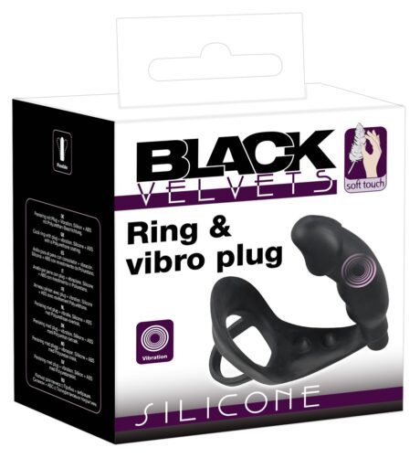 Inel Vibrant pentru Penis cu Plug Anal din Silicon