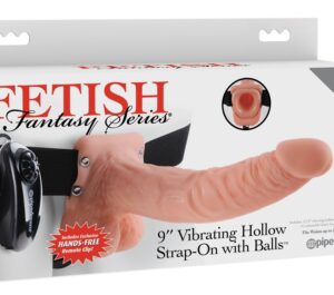 Fetish Fantasy 7 Inch Hollow Strap-On Vibrator Realist cu Ham Reglabil, 24 cm