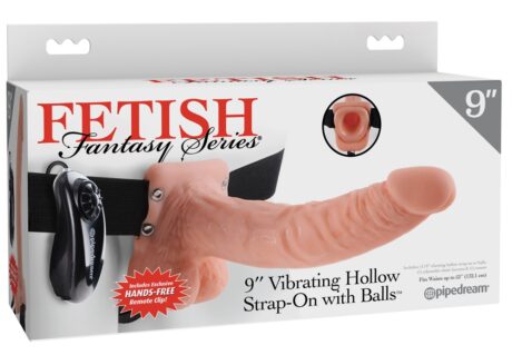 Fetish Fantasy 7 Inch Hollow Strap-On Vibrator Realist cu Ham Reglabil, 24 cm
