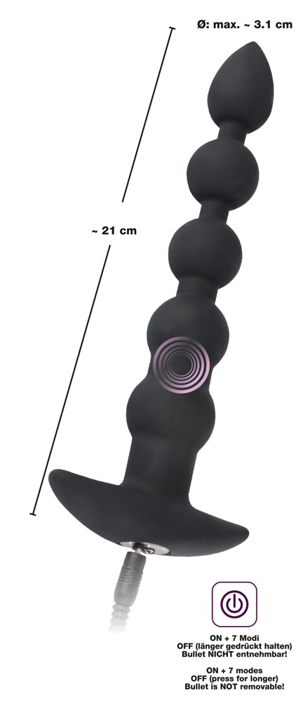 Velvets Rechargeable Bea Negru Mărgele Anale cu Vibrații 7 Moduri - imagine 6