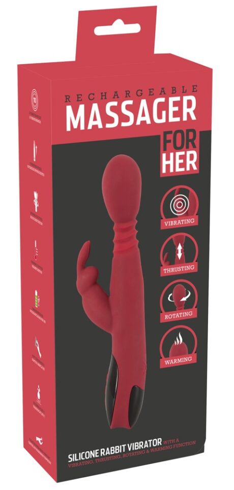 Vibrator Rabbit din Silicon cu Încălzire, Thrusting și Rotație