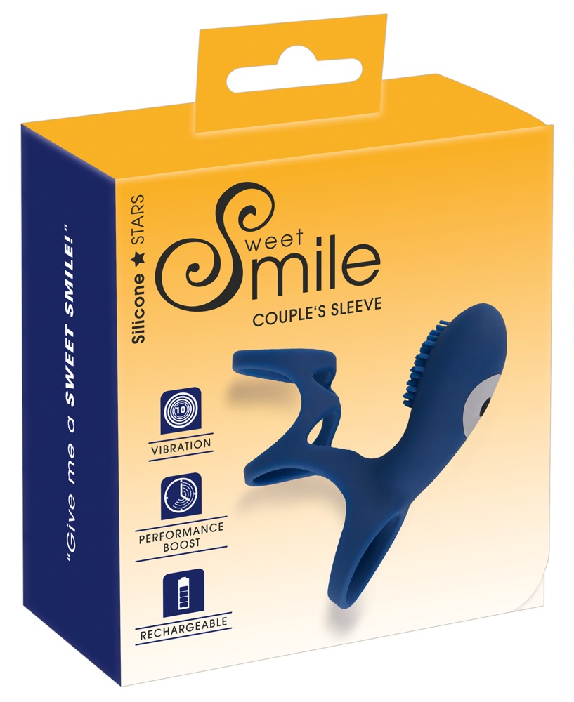 Sweet Smile Rechargeable Couple Penis Sleeve cu Vibrații și Stimulator Clitoridian