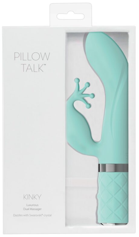 Pillow Talk Kinky Teal Vibrator Rabbit cu 2 Motoare și Cristal Swarovski