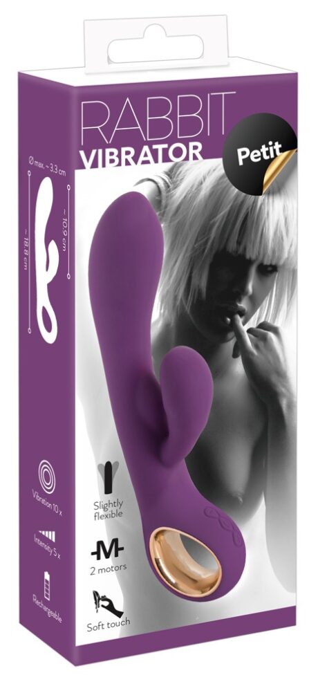 Vibrator Rabbit Petit cu Dublă Stimulare, 2 Motoare, Mov