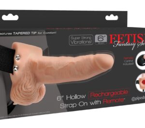 Fetish Fantasy 6 Inch RC Strap-On Vibrator Realist cu Telecomandă, 10 Moduri