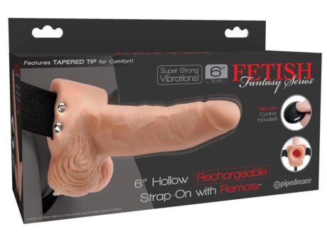 Fetish Fantasy 6 Inch RC Strap-On Vibrator Realist cu Telecomandă, 10 Moduri