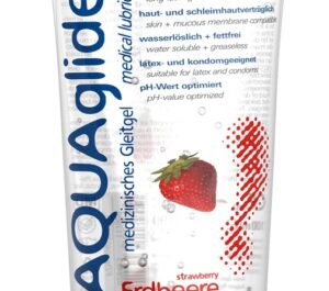 AQUAglide Strawberry 100 ml Lubrifiant Vegan pe Bază de Apă cu Aromă de Căpșuni