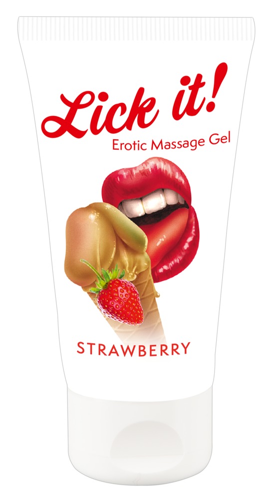 Lick It Strawberry Gel Comestibil pentru Masaj 50 ml