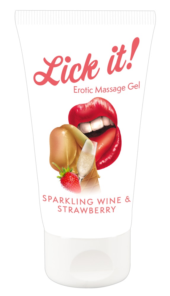Lick It Wine-Strawberry Gel Comestibil pentru Masaj 50 ml