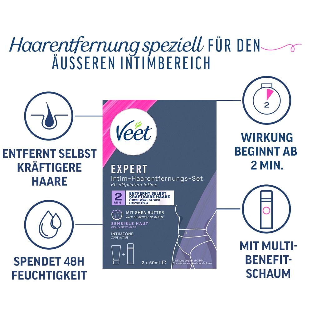 Veet EXPERT Set pentru Epilare Intimă cu Cremă și Spumă 2 x 50 ml - imagine 5