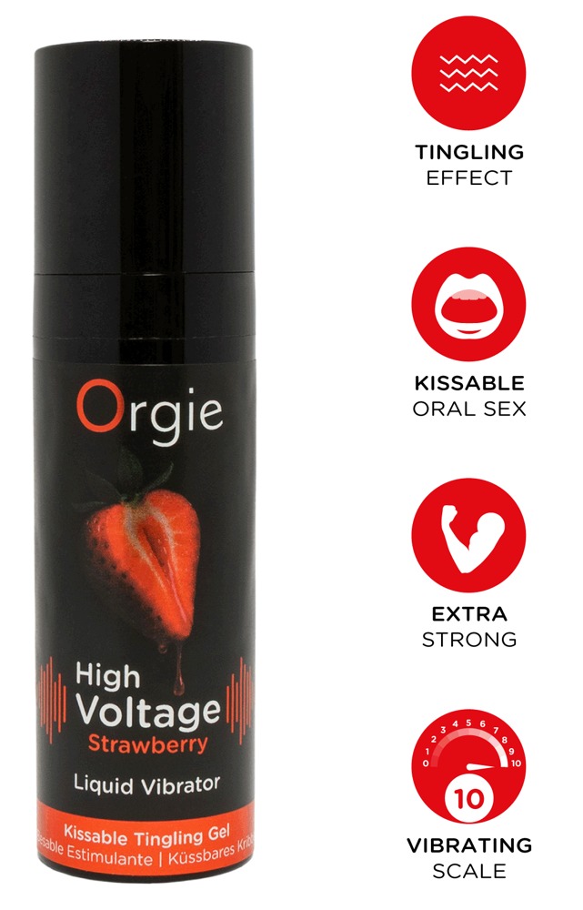 High Voltage Strawberry Orgie Gel Stimulator cu Efect Vibrant 15 ml - imagine 4