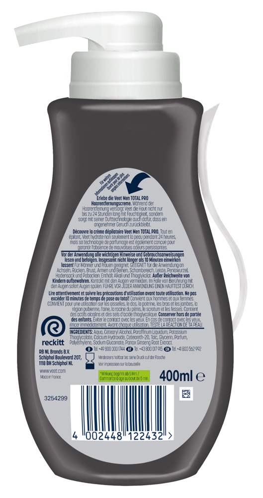 Veet Men TOTAL PRO Cremă Depilatoare pentru Corp 400 ml - imagine 3