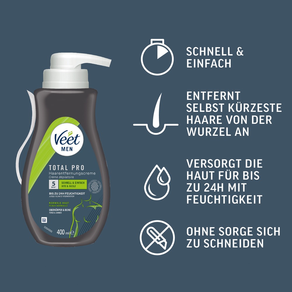 Veet Men TOTAL PRO Cremă Depilatoare pentru Corp 400 ml - imagine 4