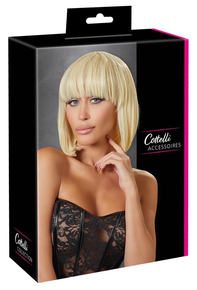 Perucă Bob Blond Deschis cu Breton 28 cm
