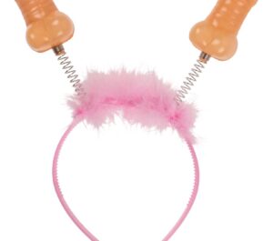 Penis Headband Roz Bentiță cu 2 Penisuri pe Arcuri pentru Petreceri