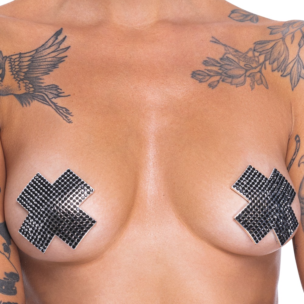 Nipple Bijuterii Cross Negru Cottelli Accesoires Autocolante pentru Sfârcuri - imagine 3