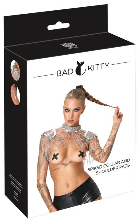 Bad Kitty Spiked Zgardă corporală cu lanțuri pentru umeri și ținte argintii
