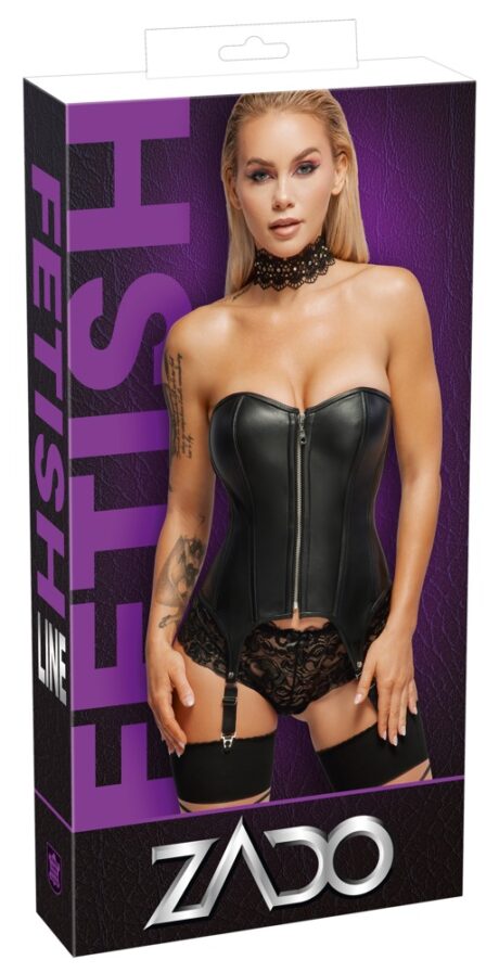 Corset din piele naturală cu portjartier ZADO