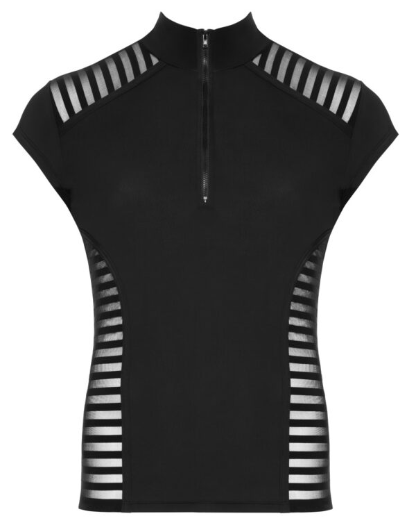 Cămașă pentru bărbați cu fermoar și inserții transparente culoare negru - imagine 6