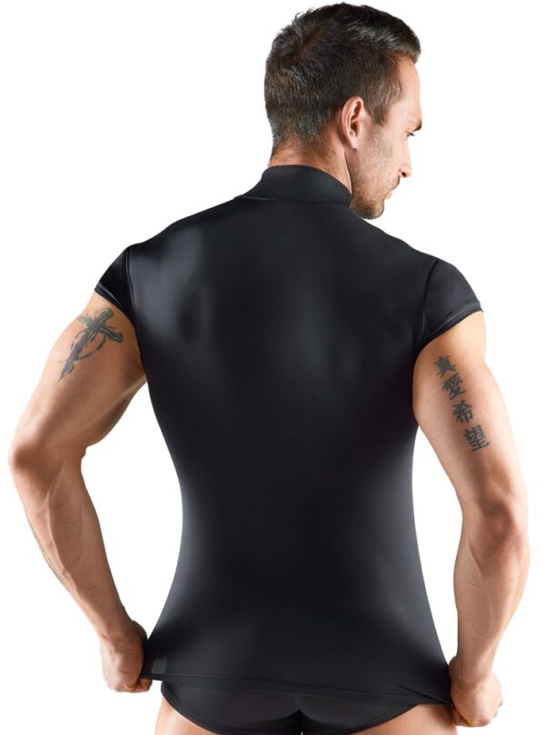 Cămașă pentru bărbați cu fermoar și inserții transparente culoare negru - imagine 4