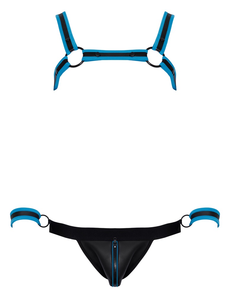 Svenjoyment BONDAGE Set Bărbați Negru Albastru cu Ham Jock și Cătușe - imagine 6