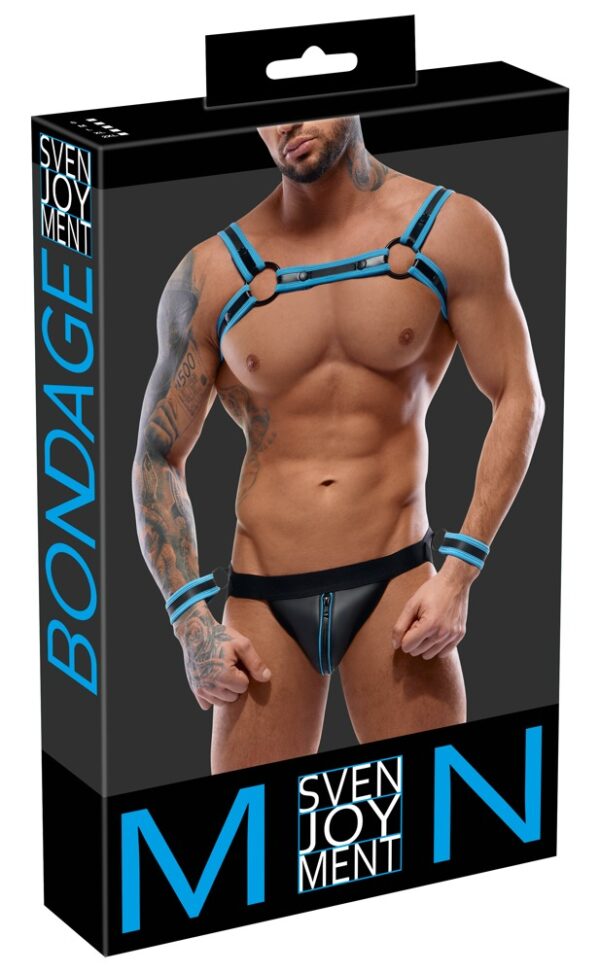 Svenjoyment BONDAGE Set Bărbați Negru Albastru cu Ham Jock și Cătușe