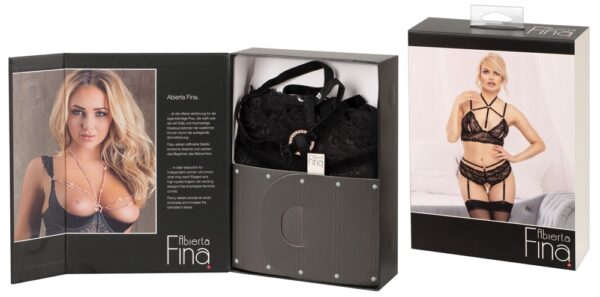 Abierta Fina Set Sutien Negru cu Portjartier și Dantelă - imagine 8