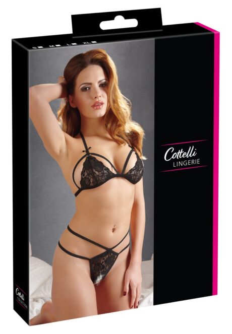Set din dantelă neagră cu sutien și tanga