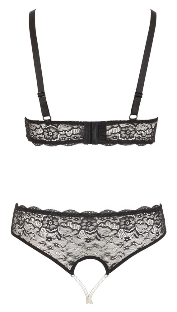 Pearl Set Negru cu Sutien și Tanga cu Perle - imagine 7