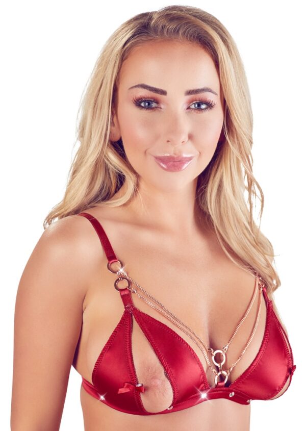 Set Sutien și Portjartier Roșu - imagine 4