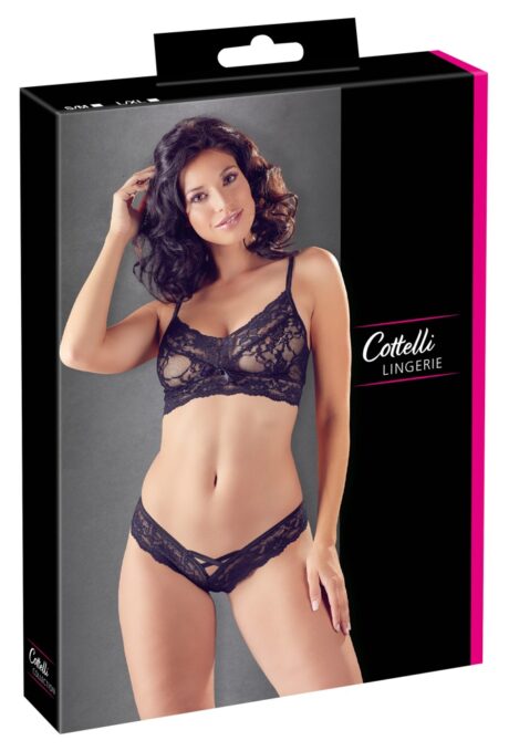 Set sutien și slip din dantelă negru S/M