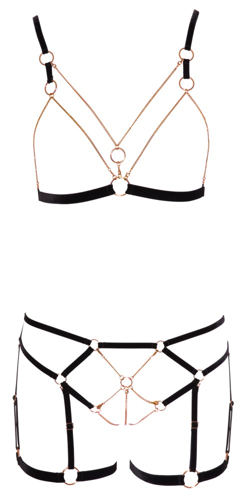 Cottelli LINGERIE Set Sutien Glamour cu Lanțuri și Cupe Deschise - imagine 6